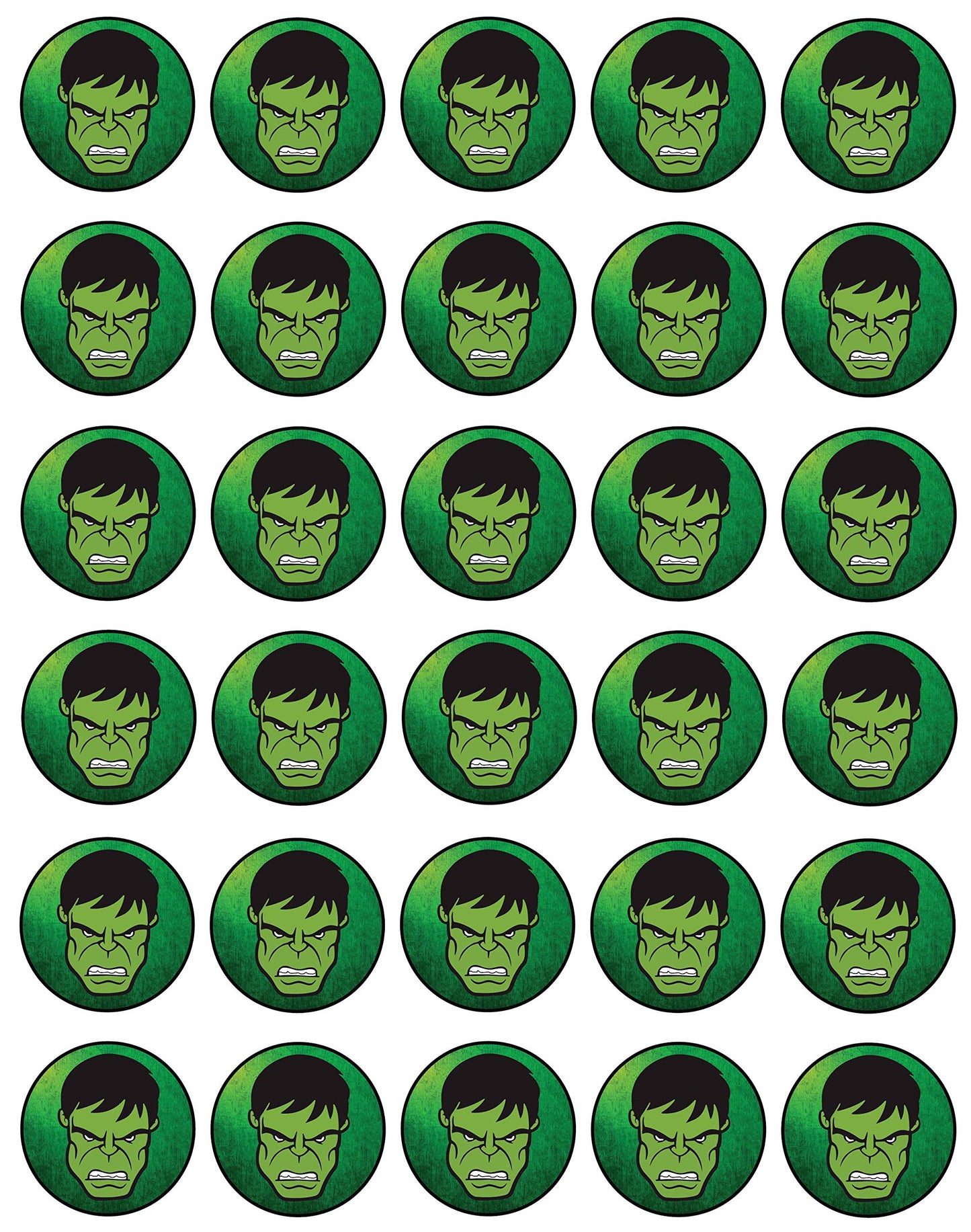 30x Wafer Paper Hulk Edible Cupcake Topper