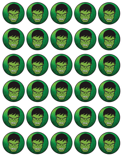 30x Wafer Paper Hulk Edible Cupcake Topper