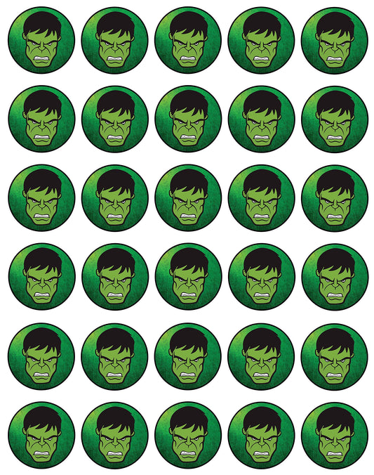 30x Wafer Paper Hulk Edible Cupcake Topper