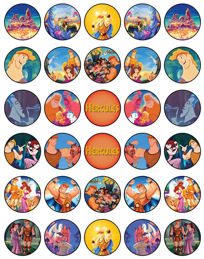 30x Wafer Paper Hercules Edible Cupcake Topper