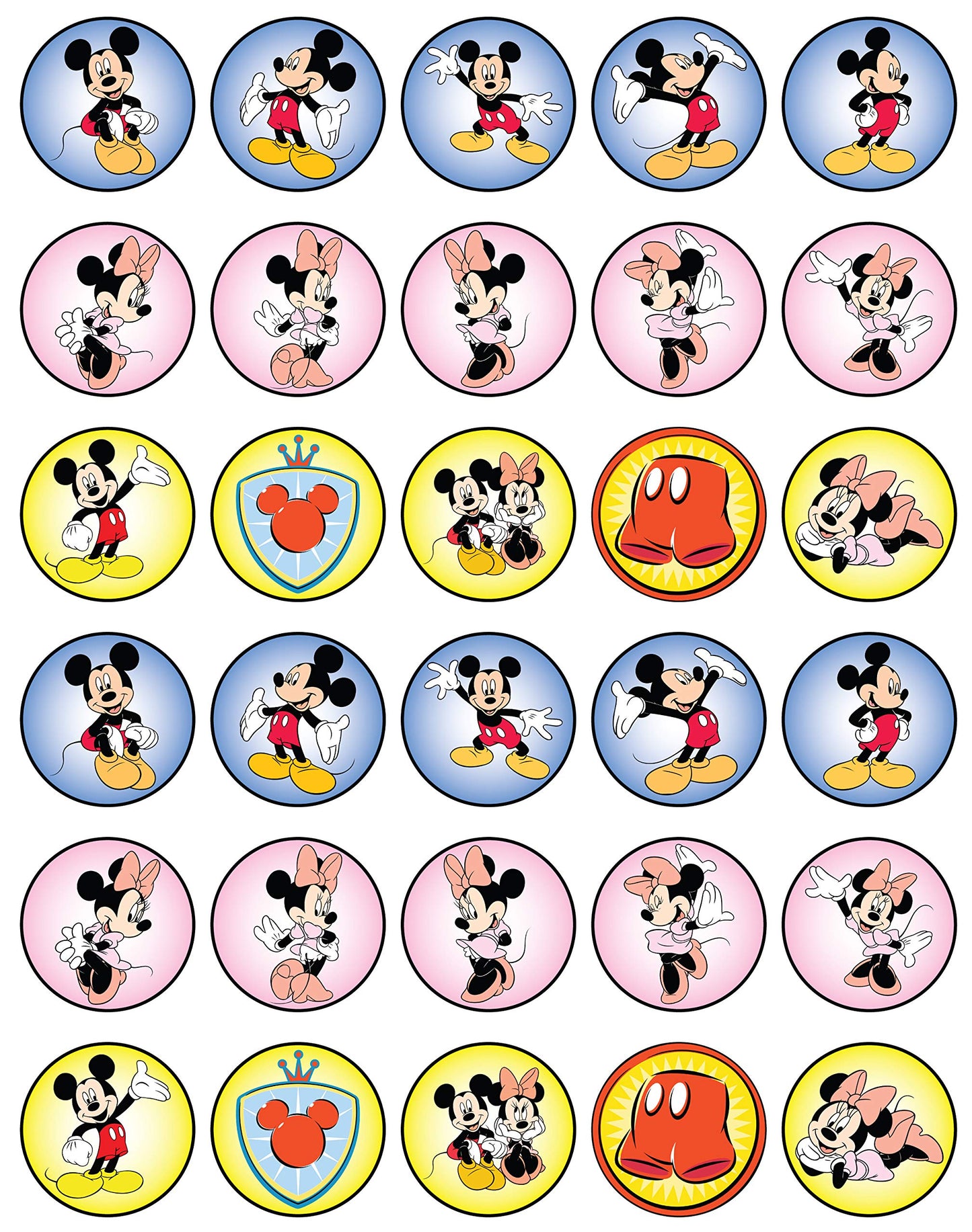 30x Wafer Paper Mickey Mouse Edible Cupcake Topper