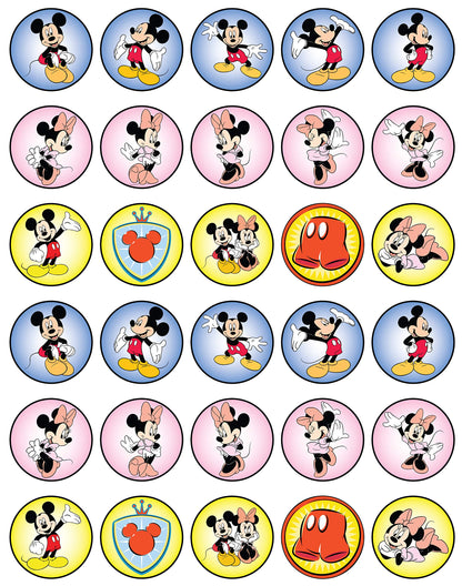 30x Wafer Paper Mickey Mouse Edible Cupcake Topper