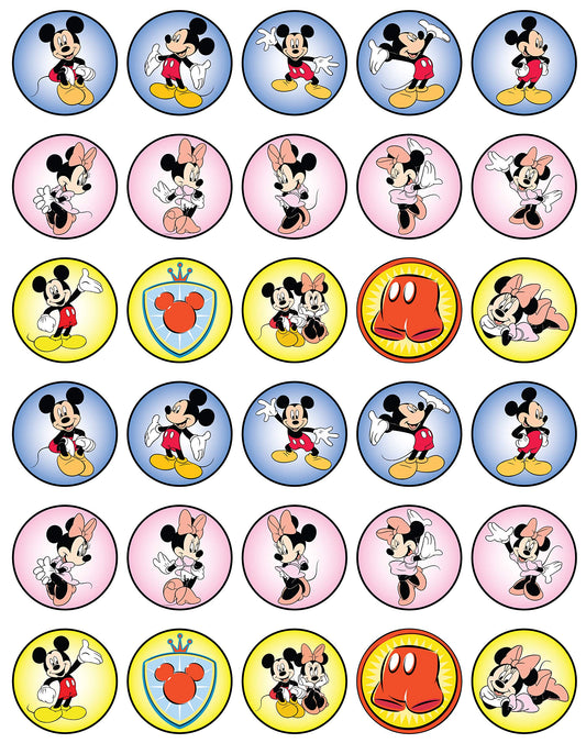 30x Wafer Paper Mickey Mouse Edible Cupcake Topper