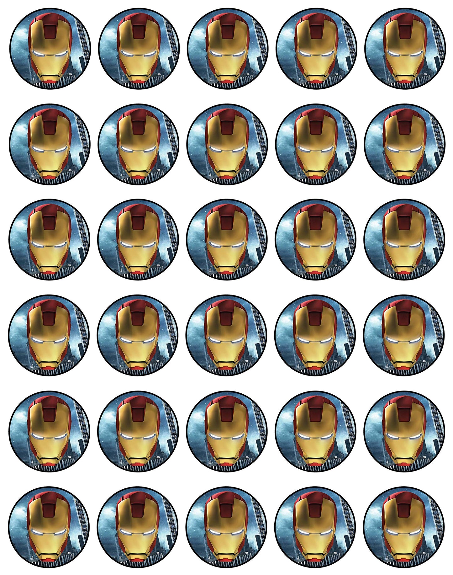 30x Wafer Paper Iron Man Edible Cupcake Topper