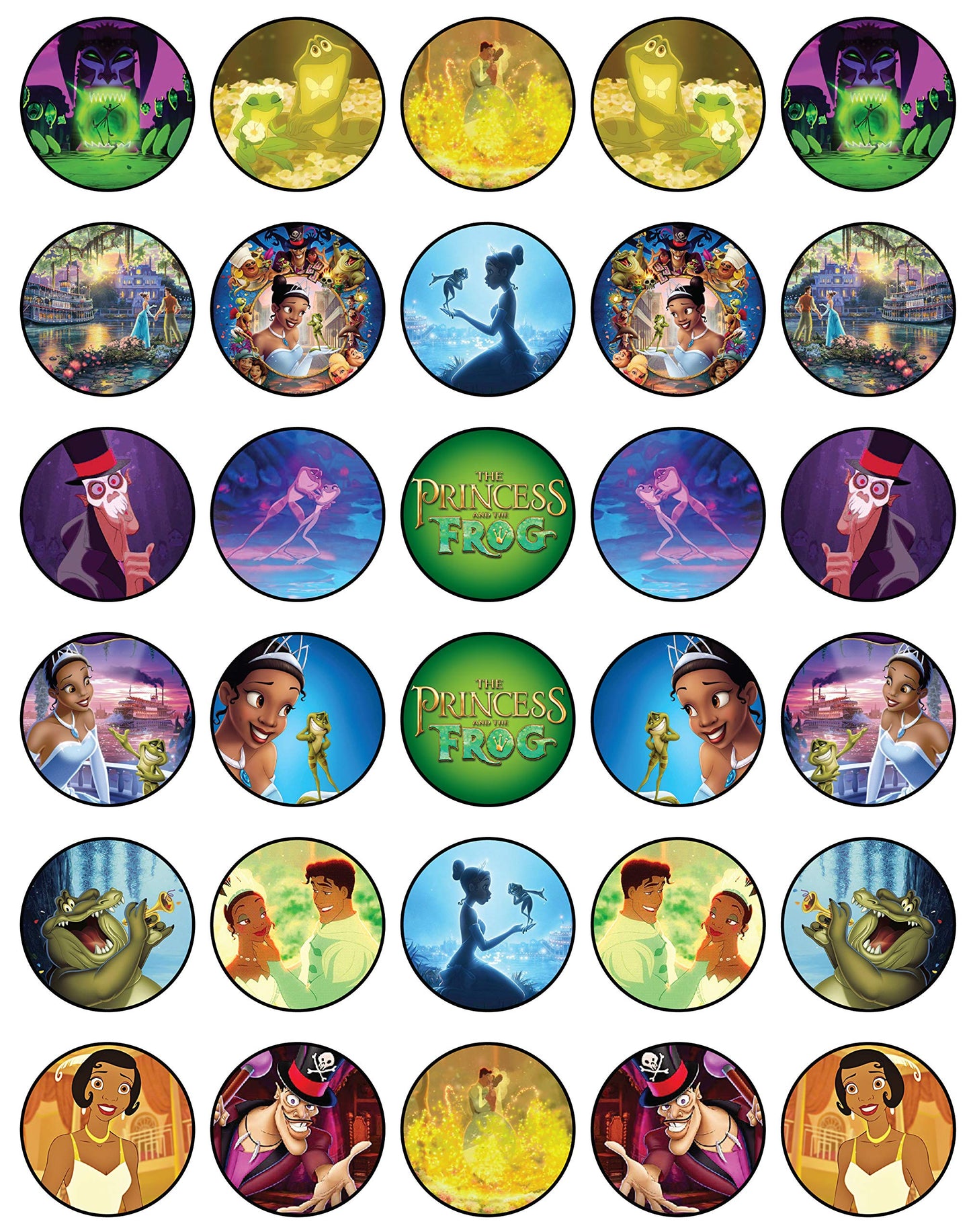 30x Wafer Paper The Princess And The Frog Edible Cupcake Topper