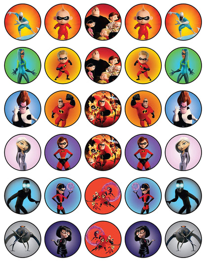 30x Wafer Paper The incredibles Edible Cupcake Topper