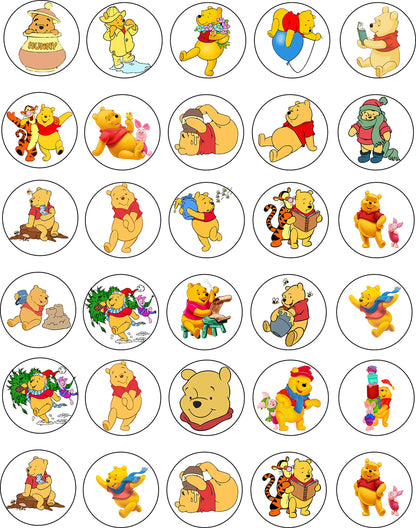 30x Wafer Paper Winne The Pooh Edible Cupcake Topper