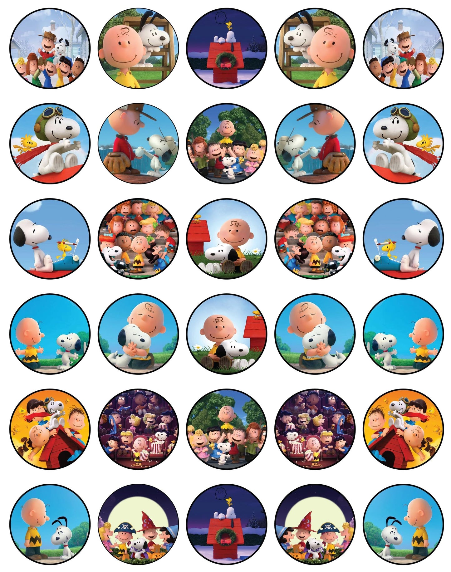 30x Wafer Paper Snoopy Edible Cupcake Topper