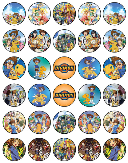 30x Wafer Paper Digimon Edible Cupcake Topper