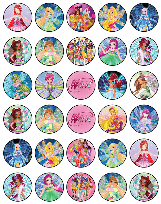 30x Wafer Paper Winx Club Edible Cupcake Topper