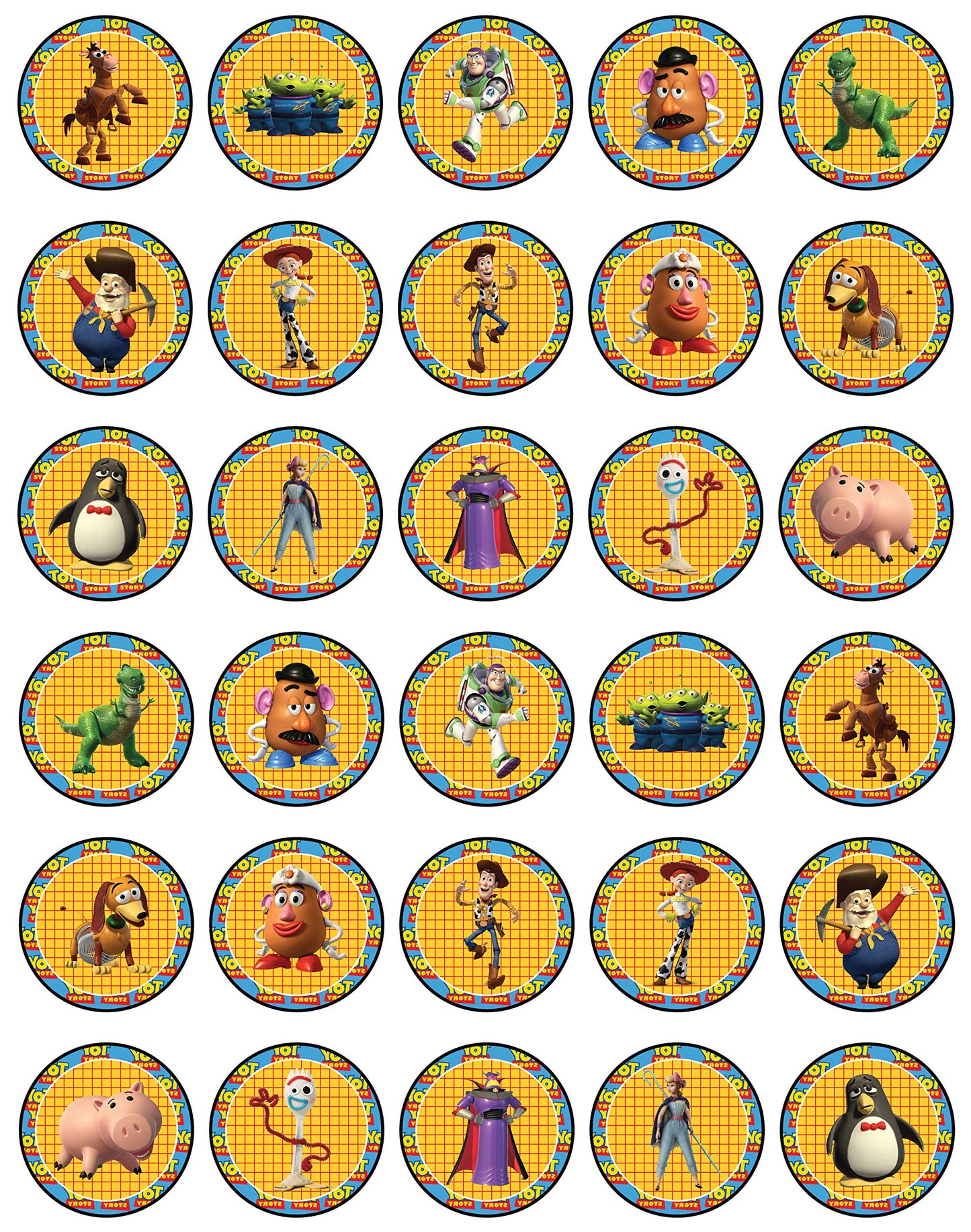 30x Wafer Paper Toy Story Edible Cupcake Topper